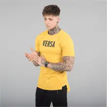 

2018 New Brand fitness t shirt men fashion extend long tshirt summer gyms short sleeve t-shirt cotton bodybuilding tops