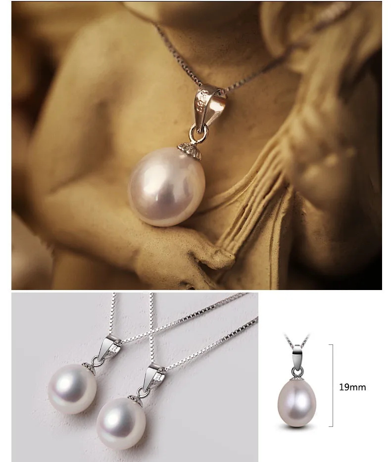 YIKALAISI 925 стерлингового серебра Серьги Подвески для женщин ожерелье жемчужное колье комплект ювелирного изделия с натуральным камнем жемчужина в форме капли