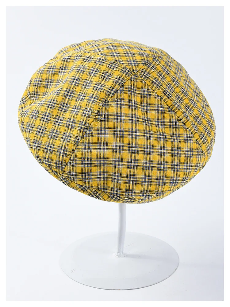 USPOP новые модные хлопковые береты винтажные клетчатые береты Женские Дышащие Весенние шапки