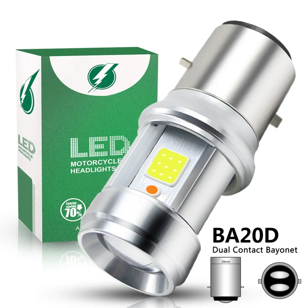 

1pc BA20D LED Motorcycle Light COB Glass Lens LED Motorcycle Headlight Bulbs High/Low Fog Lamp White + Blue Light 3000LM