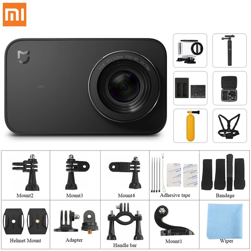 Международная версия Xiao mi jia Экшн камера 4K HD Ambarella A12S75 sony IMX317 WiFi 2 4