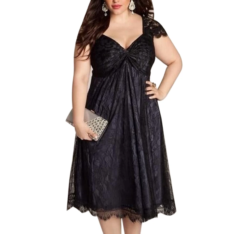 LASPERAL Plus Size Gothic Dresse Women Summer Elegant Dress Sexy V Neck ...