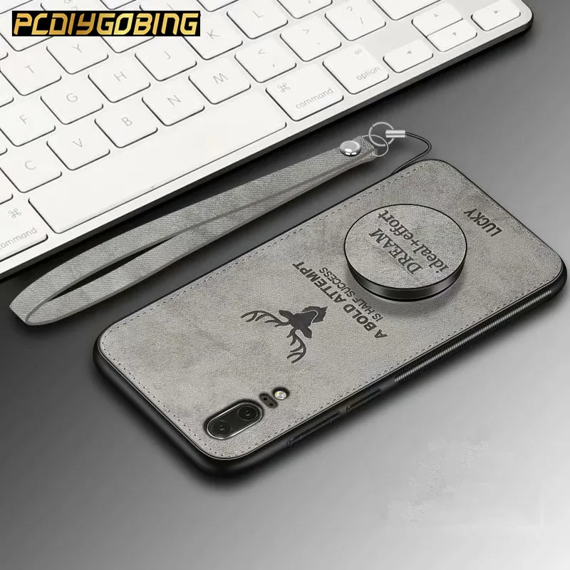 

PDGB 3D Cartoon Elk Pattern Cover Rugged TPU Case for Huawei P10 Plus P20 Lite Nova 3E Original Lanyard+Extensible Holder
