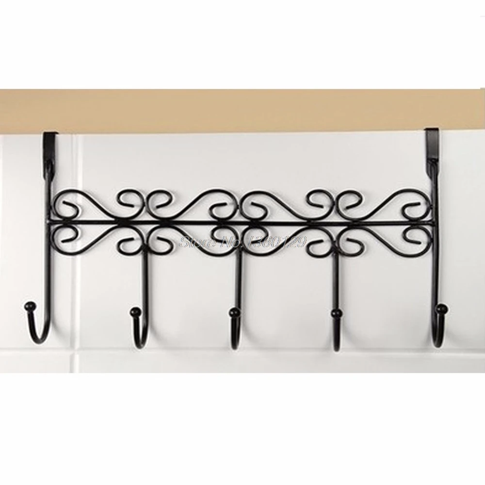 

5 Hooks Hanger Hat Clothes Hanging Rack Holder Coat Towel Bag Over Door Bathroom Nov18 Wholesale&DropShip