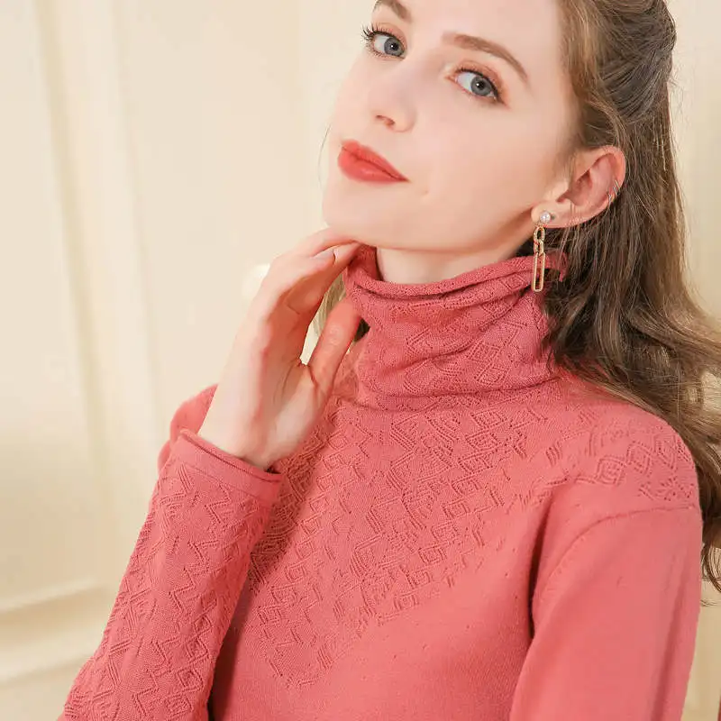 

Bohemian Ladies Cashmere Blend Sweater High Collar Long Sleeve Short Pullover High Quality Fashion Soft Bottoming Sweater Women