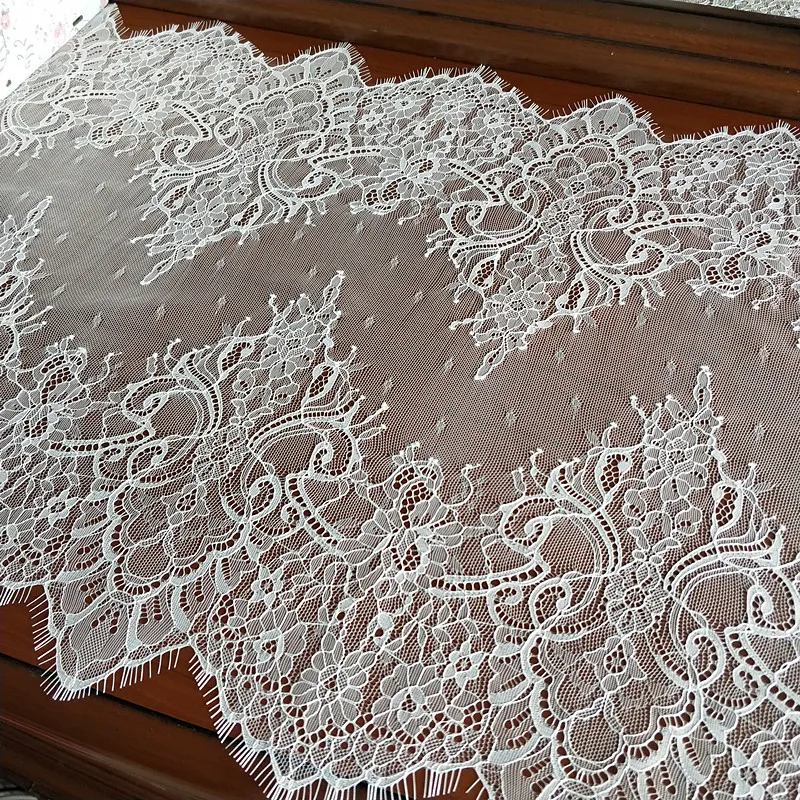 

3 yards/lot Off White French Chantilly Lace Fabric , Eyelash Embroidery Lace Craft Bridal Veil Lace Accessory 48cm Wide