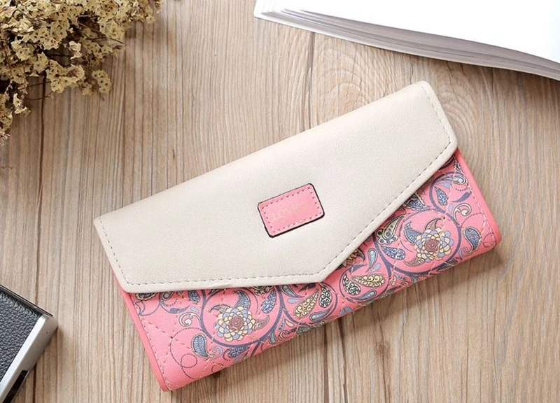 Free Shipping+Wholesale Envelope Women Wallet Flowers PU Leather Wallet