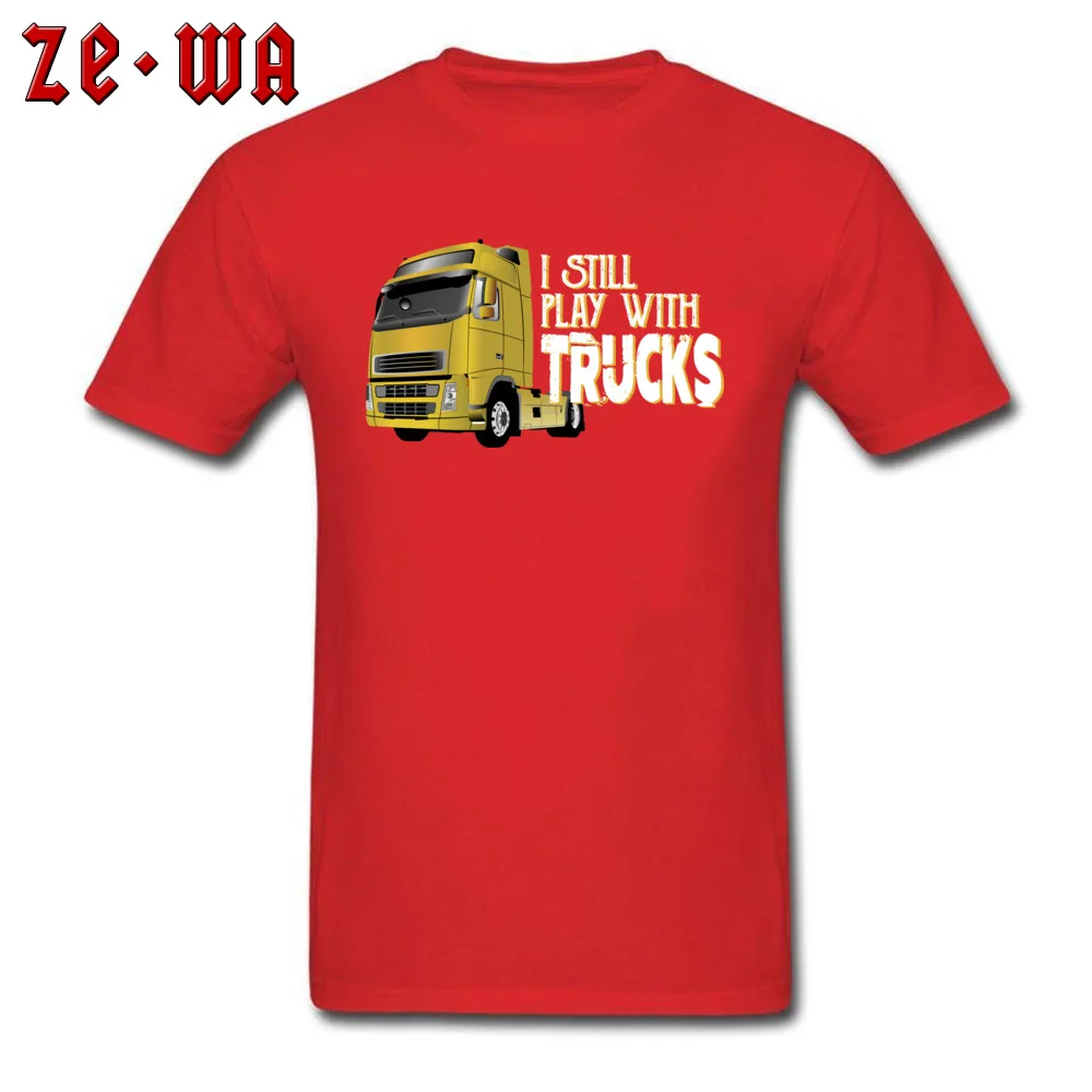 Мужская футболка с надписью «I Still Play With Trucks» на заказ,, модные топы на День Труда, забавные черные футболки, хлопковая одежда в стиле панк - Цвет: Красный