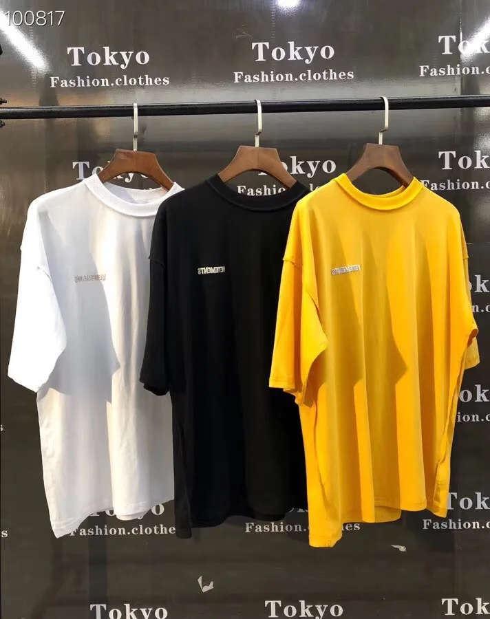 2019SS Новый Vetements патч майки 1:1 высокое качество Oversize футболка футболки вышивка обе