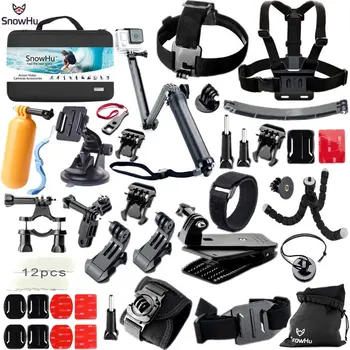 

SnowHu For Gopro Hero Accessories Set Mount Strap Monopod For Gopro hero 9 8 7 6 5S 4 for EKEN H9 for xiaomi for yi for 4k GS42