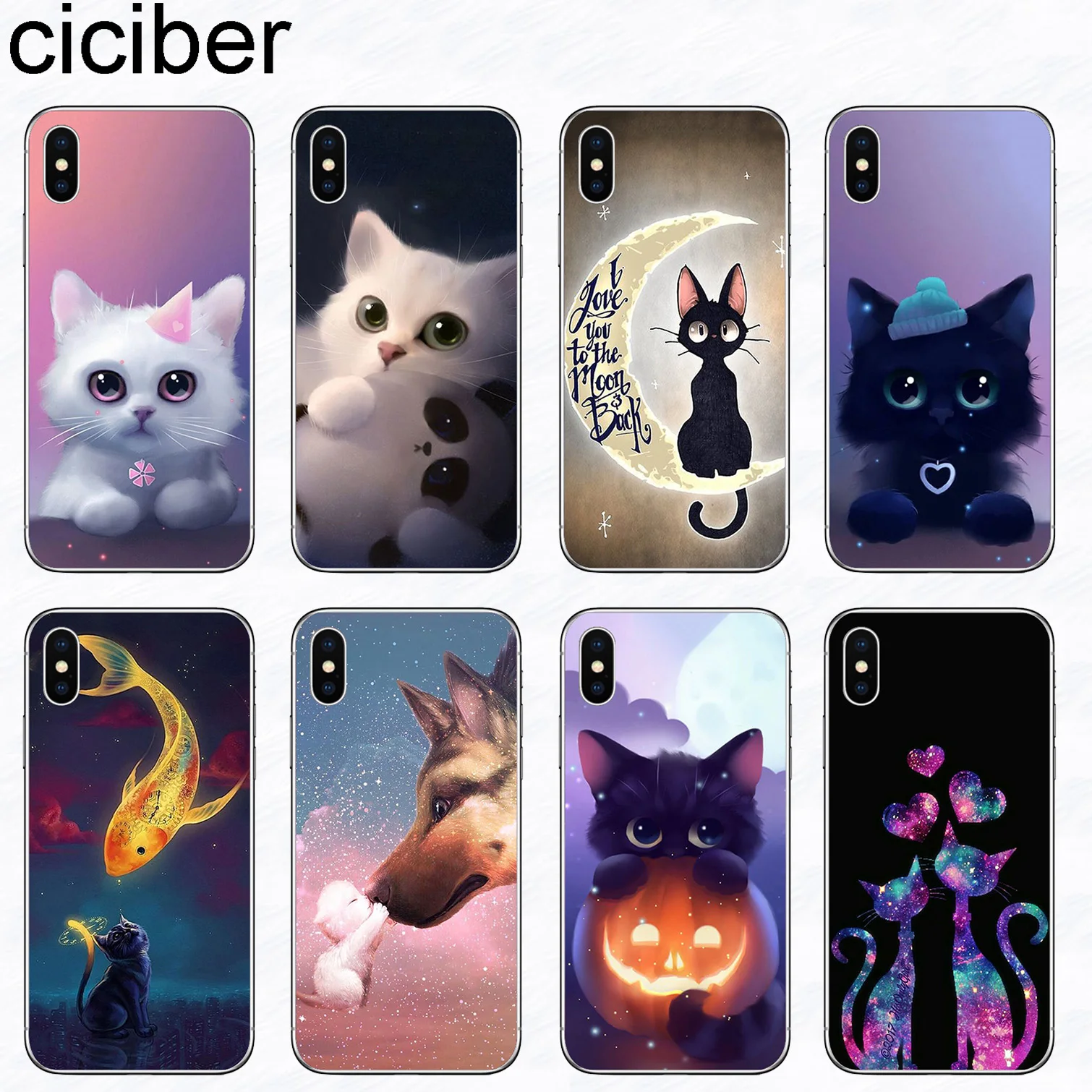 

ciciber Animal kitten Cat Phone Case for Iphone 11 Pro XR X XS MAX Soft Silicone Cover for Iphone 7 8 6 6S Plus 5S SE Coque Capa
