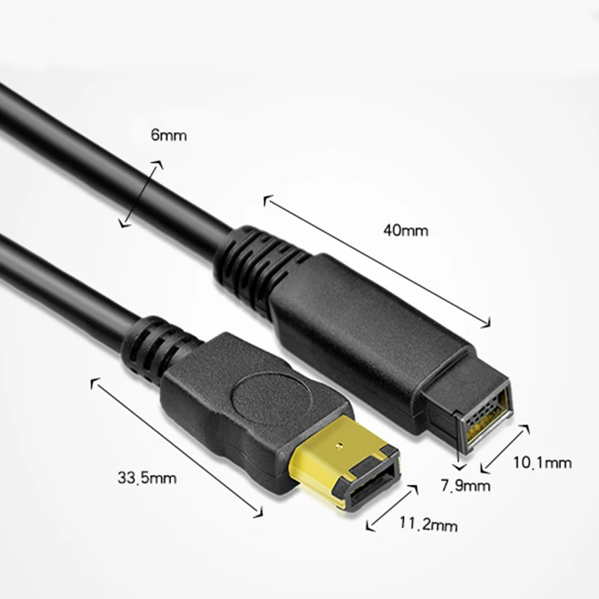 IEEE 1394 кабель для передачи данных 6 контактов на 9Pin 1394A 6 P Мужской 1394B 9 P Мужской адаптер Камера кабель firewire высокой скорости 400 Мбит/с