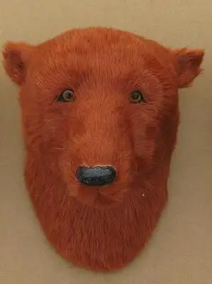 simulation animal brown bear head hard model plastic&furs about 19x20cm bear head wall pandent,home decoration toy gift s2290
