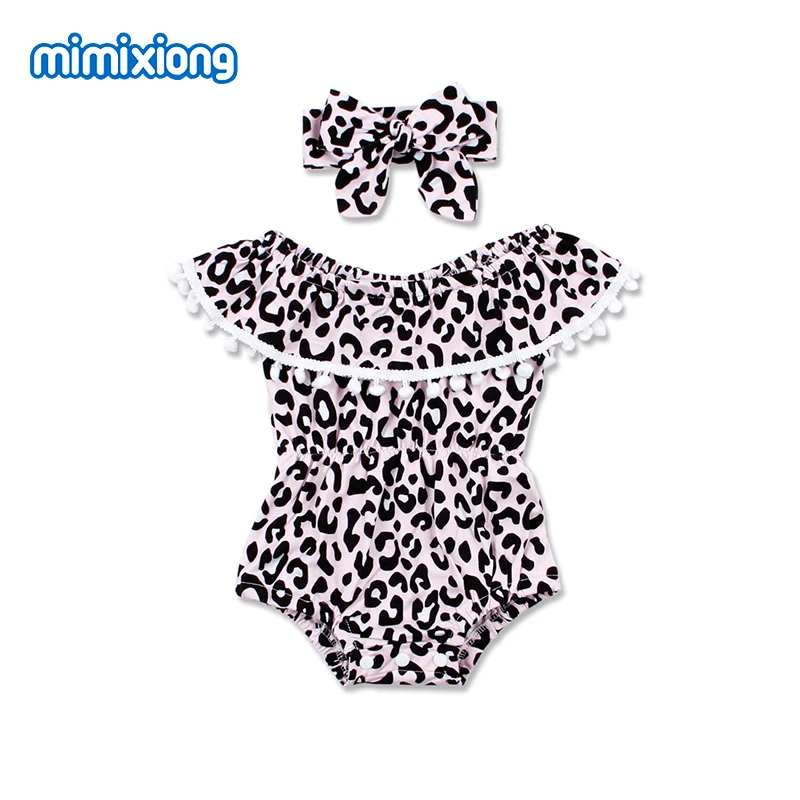 

Summer Sleeveless Baby Girl Clothes Fashion Leopard Newborn Bebes Bodysuits + Headband Outfits Tiny Cotton Children Costume 2pcs