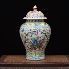 Античный эмалированный керамический общий резервуар, ваза, расписанные вручную цветы, покрытые шляпой, Имбирные банки, орнамент, креативный подарок, Имбирная банка