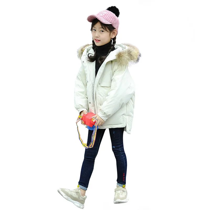 

Girls clothing warm Down jacket for girl clothes Winter Thicken Parka real Fur Hooded Children Outerwear Coats -30 degrees 30#