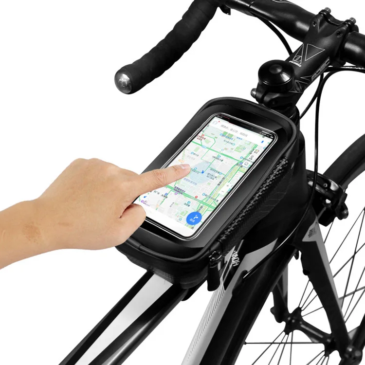 Bicycle Top Tube Bag,Waterproof Cycling Frame Front Bag 6.2 Inch Mobile Phone Case,Rainproof Mountain MTB Bike Touch Screen Bag