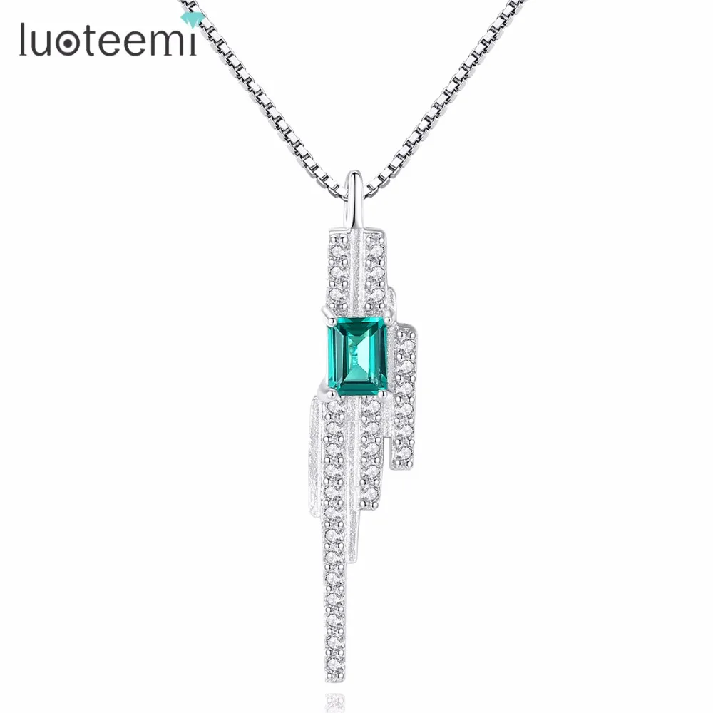 

LUOTEEMI Luxury Real Pure 925 Sterling Silver Chain Necklace For Women Girls Fashion Pendants&Necklaces Fine Jewelry Bijoux Gift