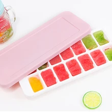 Сверху легко вынимается Силиконовый поднос для льда с водостойкими крышками, 14 форменных кубиков каждый с крышкой, гибкий резиновый лед