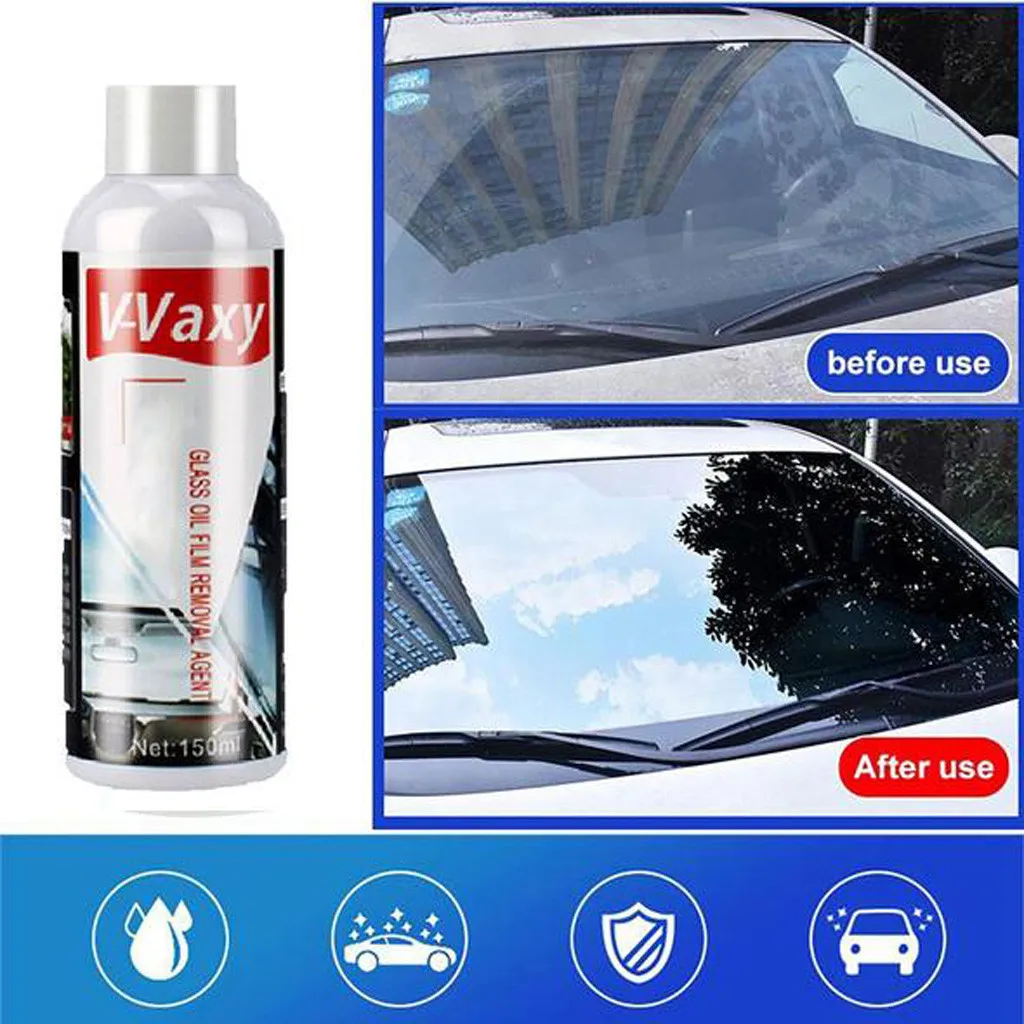 

Automotive Glass Coating Paste Agent Rainproof Agent Glass Rain Mark Oil Film Remover 150ml Care High Quality with Brush