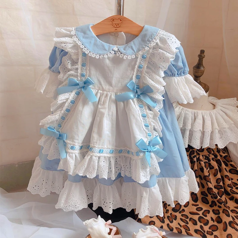 New Arrive Summer Dress Baby Girl Vintag Birthday Party Princess Lace Bow Dresses for 1-5 Girls with Doll Costumes | Детская одежда и