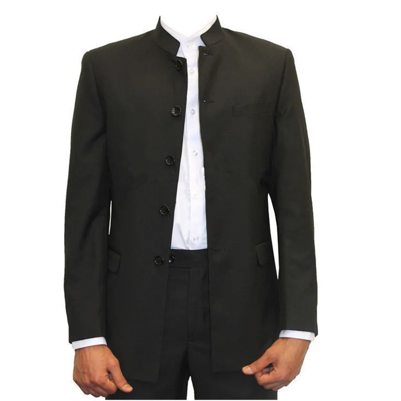 Черный мужской смокинг Индивидуальный размер 2 шт Туника Тонкая Повседневная одежда Бизнес Свадебный костюм топы и брюки