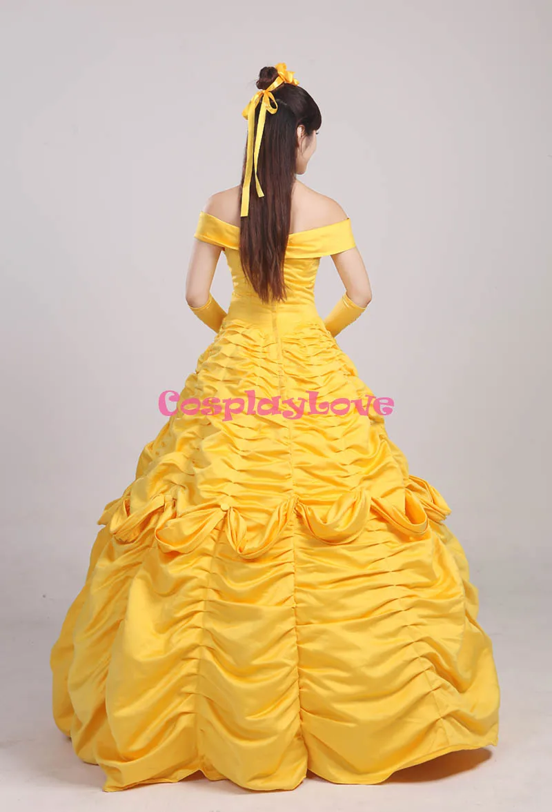 Косплей Любовь на заказ Красавица и Чудовище Белль принцесса желтое платье Косплей Костюм для Хэллоуина Рождественская вечеринка