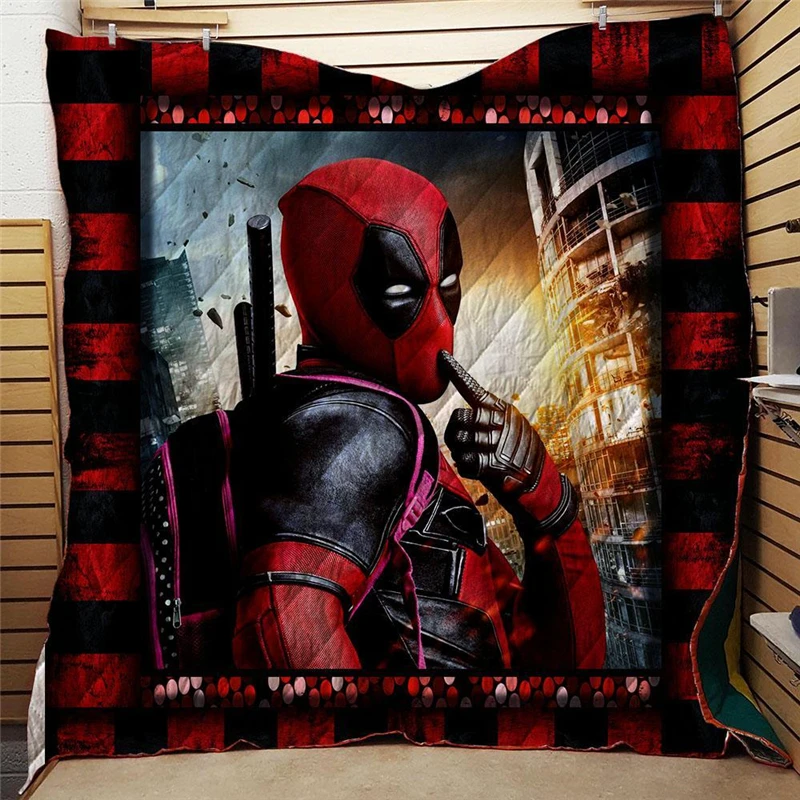 

Summer 3D Printed Superhero Deadpool Blanket For Kids Adults Bedding Throw Warm Office Thin Blanket Cotton Quilt King Size