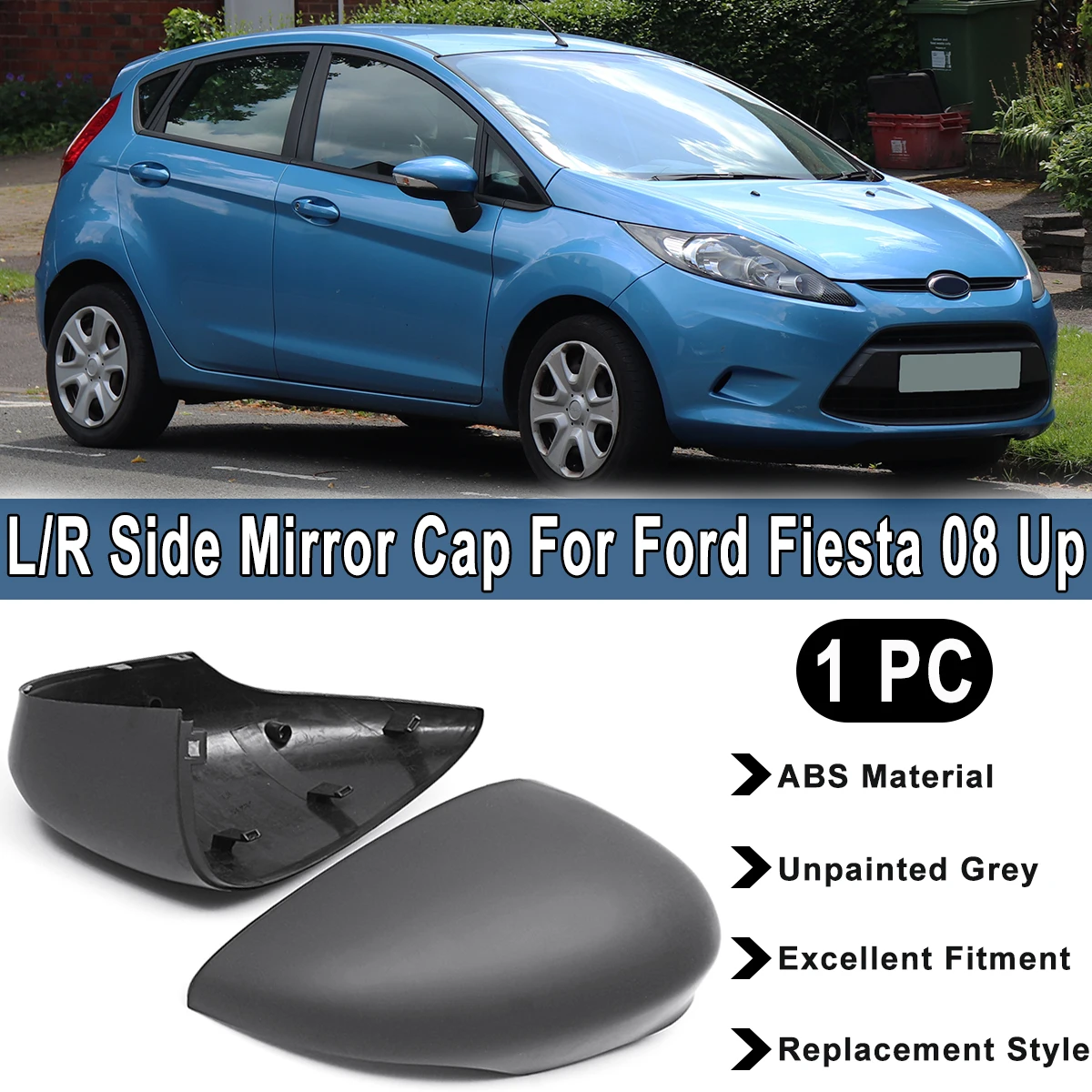 ABS Left / Right Replacement Unpainted Replacement Side Mirror Cover