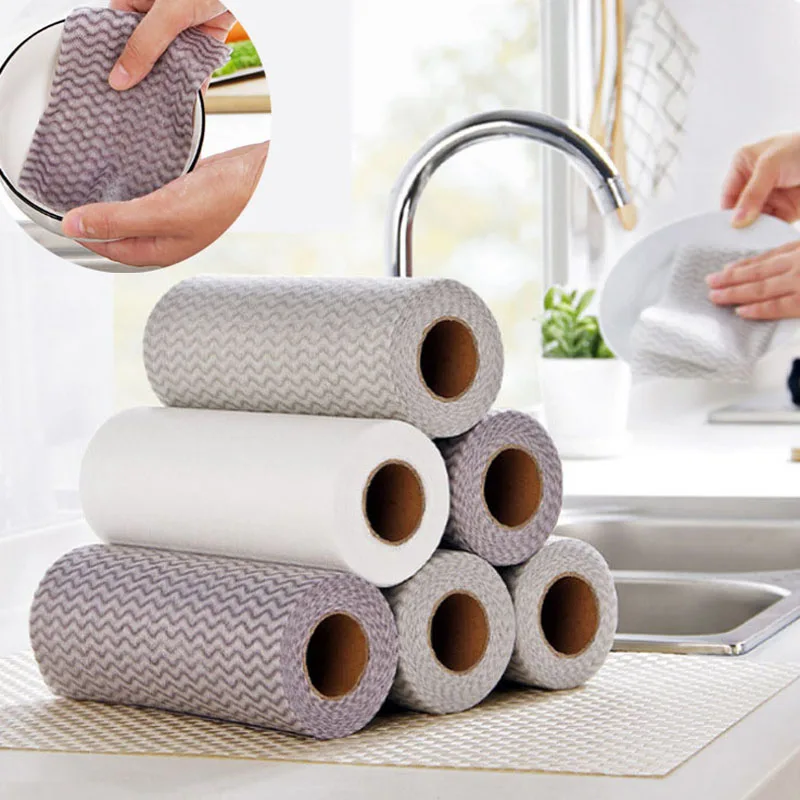 

50pcs 1Row Cleaning Cloths Absorbent cloth disposable cleaning towel kitchen dish cloth cleaning cloth, scouring pad Dropship