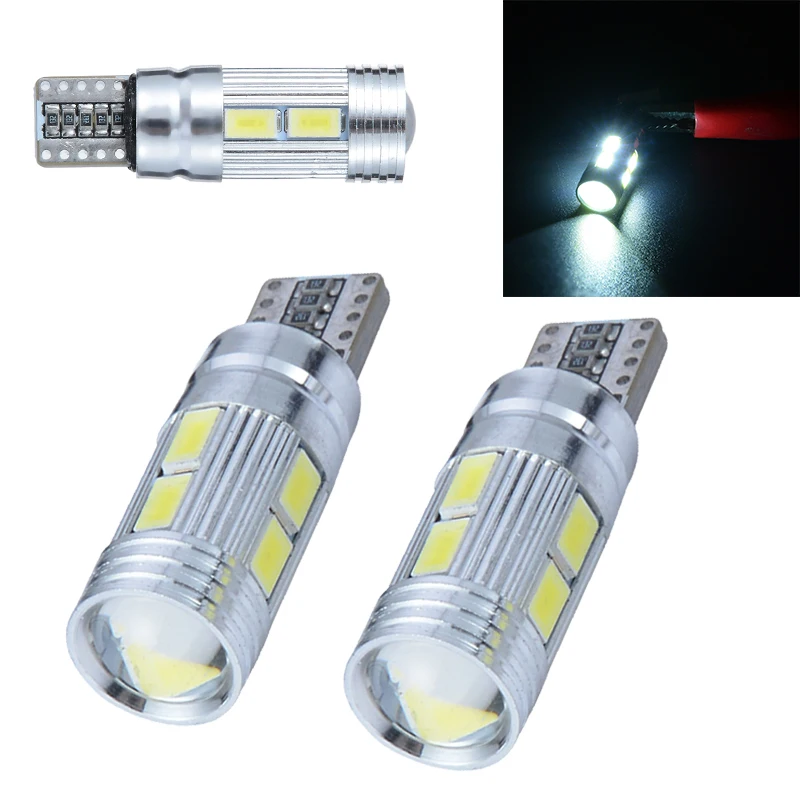 2pcs T10 10SMD W5W 5630 10LED 220LM 6500K Canbus No Error Car Side Wedge Width Light Bulb Interior light Dome light Map light