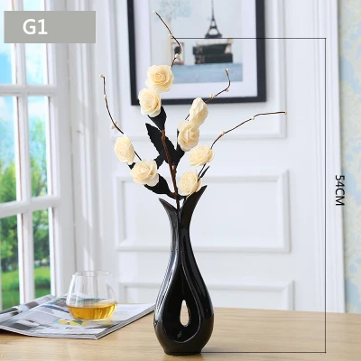 Креативная белая черная керамическая ваза, украшение для гостиной, набор цветов и вазы, новое украшение для дома, свадебный подарок, цветочный орнамент - Цвет: G1