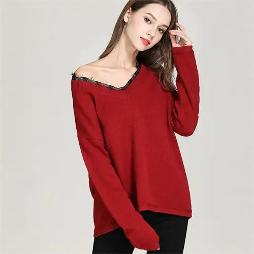 Office Lady Women Sweater Pullovers V Neck Casual Outwear Long Sleeve ...