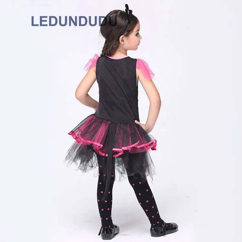 Kids Leopard Tiger Cute Girls Lace Dress Funny Catwoman Cosplay Lovely Cat Children Ballet Dresses Halloween Costumes  (17)