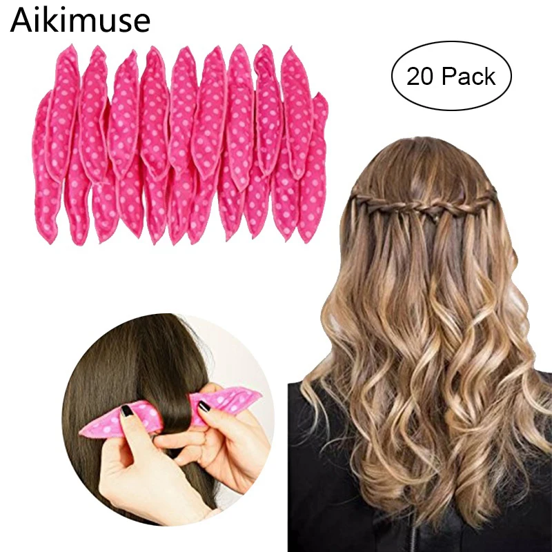 

20PCS Wave Formers Magic Sponge Rod Hair Curler Rollers Non-injury Hair Roller Self-adhesive Curling Hair Tools Air Bangs Style