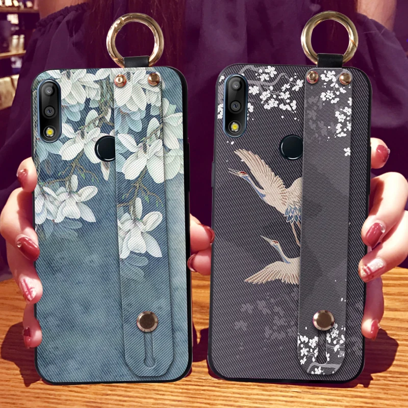 

3D Flower Silicone Case For Asus Zenfone Max Pro M2 ZB631KL ZB633KL Case Wrist Strap Girl Cover For Asus 5Z ZE620KL ZS620KL Case