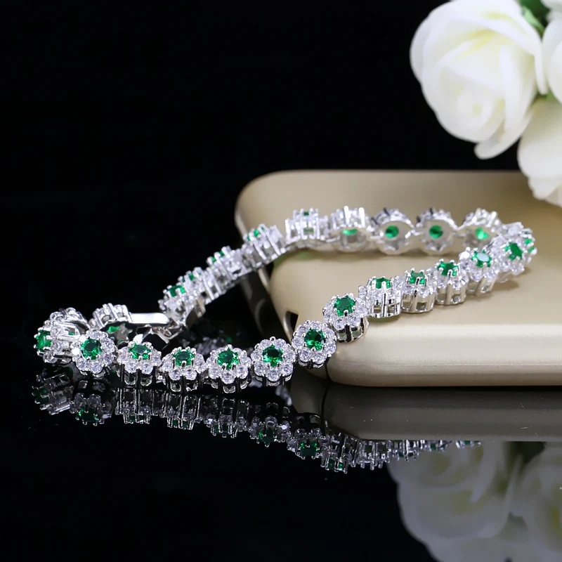 jewelry accessories BeaQueen Trendy Green and White Cubic Zirconia Stone Setting Ladies Tennis Bracelets Silver 925 Jewelry for Women B100 jewellery shop near me