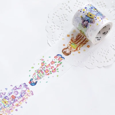 1 шт. DIY Бумага японская клейкая лента из рисовой бумаги девушки цветы звезды украшения клейкие ленты Скрапбукинг наклейки 5 м - Цвет: M0131JingDuShaoNu45