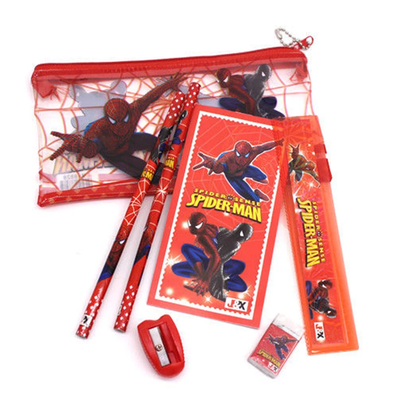 1 set kawaii pencil case for children spiderman sticker school supplies cute korean Drawing Toys stationery