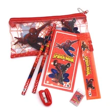 1 set kawaii pencil case for children spiderman sticker school supplies cute korean Drawing Toys stationery