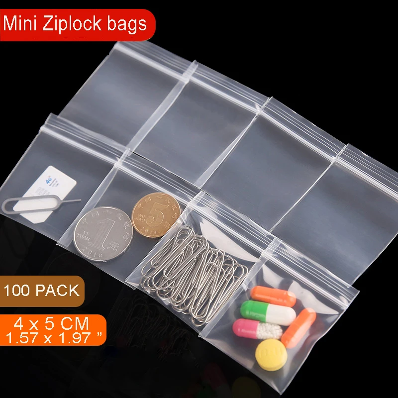 

Resealable Zip Lock Bags Poly Bags, 1.57 by 1.97 Inch Mini ziplock bags pouch zipper 4x5CM