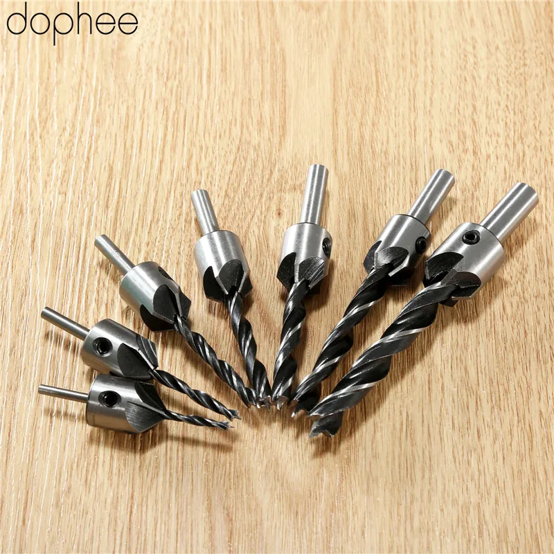 Dophee 3/4/5/6 мм плотничьи инструменты для работы с деревом сверла HSS Зенковка сверло