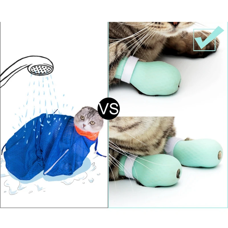 Silicone 4 Pcs/lot Pet Cat Shose Anti-Scratch Cat Shoes Boots Adjustable Cat Paw Medical Protector For Home Bathing Shaving