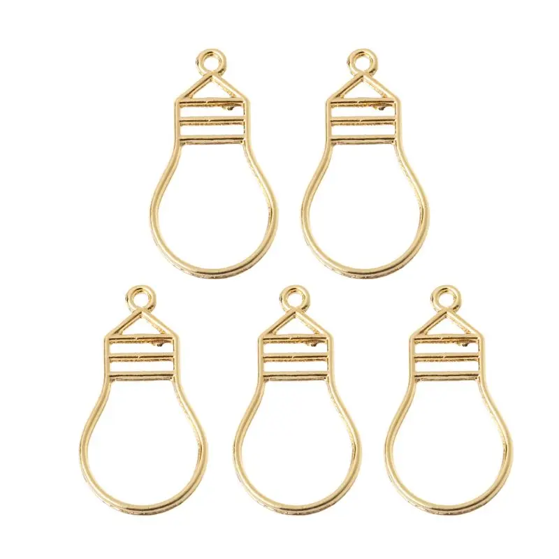 

5Pcs Gold Bulb Resin Blank Frame Pendant Open Bezel Setting Resin Jewelry Making