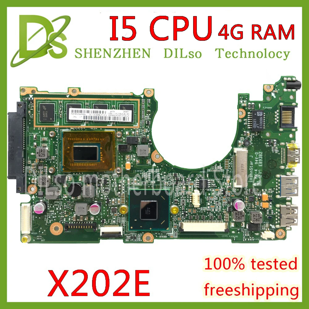 KEFU x202e для ASUS S200E X202E X201E X202EP Vivobook материнская плата REV2.0 I5 CPU 4G RAM Встроенная 100%