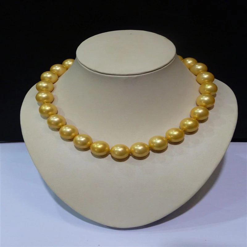 

Boutique fashion lady 16MM yellow Bay Bead Necklace