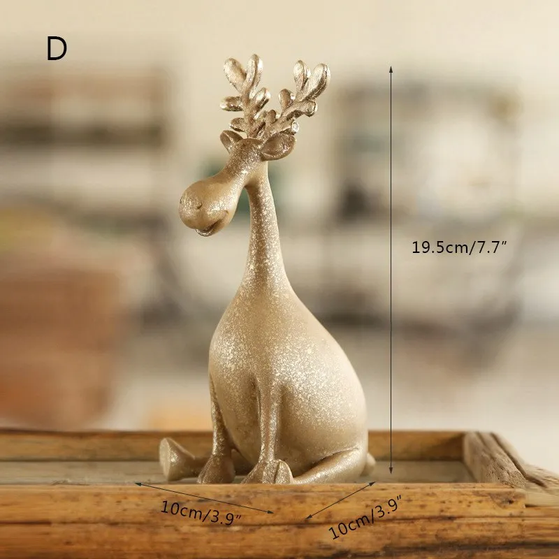4 коллекции, современные украшения для дома, аксессуары, уникальные фигурки оленя из смолы, милые Креативные миниатюрные украшения в виде животного, оленя - Цвет: D