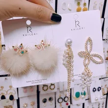 Корейский темперамент девушки себе серьги преувеличены crystal star Бабочка норки волосы мяч серьги-гвоздики ASOS Женская мода jewlery