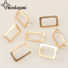 Pendientes rectangulares de aleación de Zinc dorado, conectores de Base de Metal hueco de 15x25mm, 6 unids/lote para DIY, accesorios de joyería