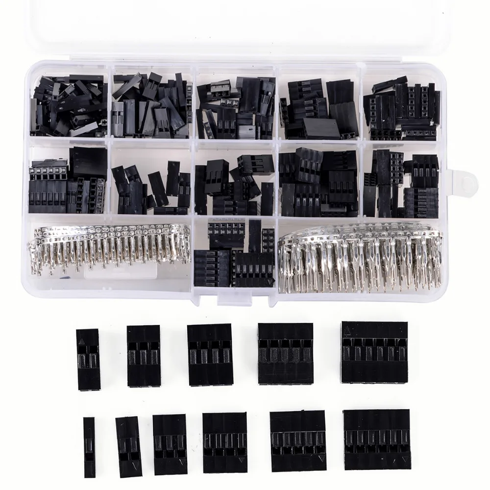 620pcs Wire Cable Jumper Pin Header Connector Housing Kit Male Crimp